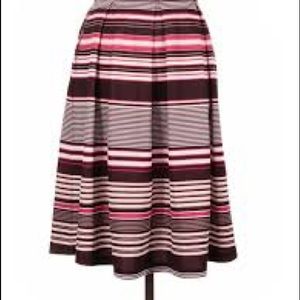 New york and company Stretch Pleated A line skirt BROWN PINK Stripe Size 0